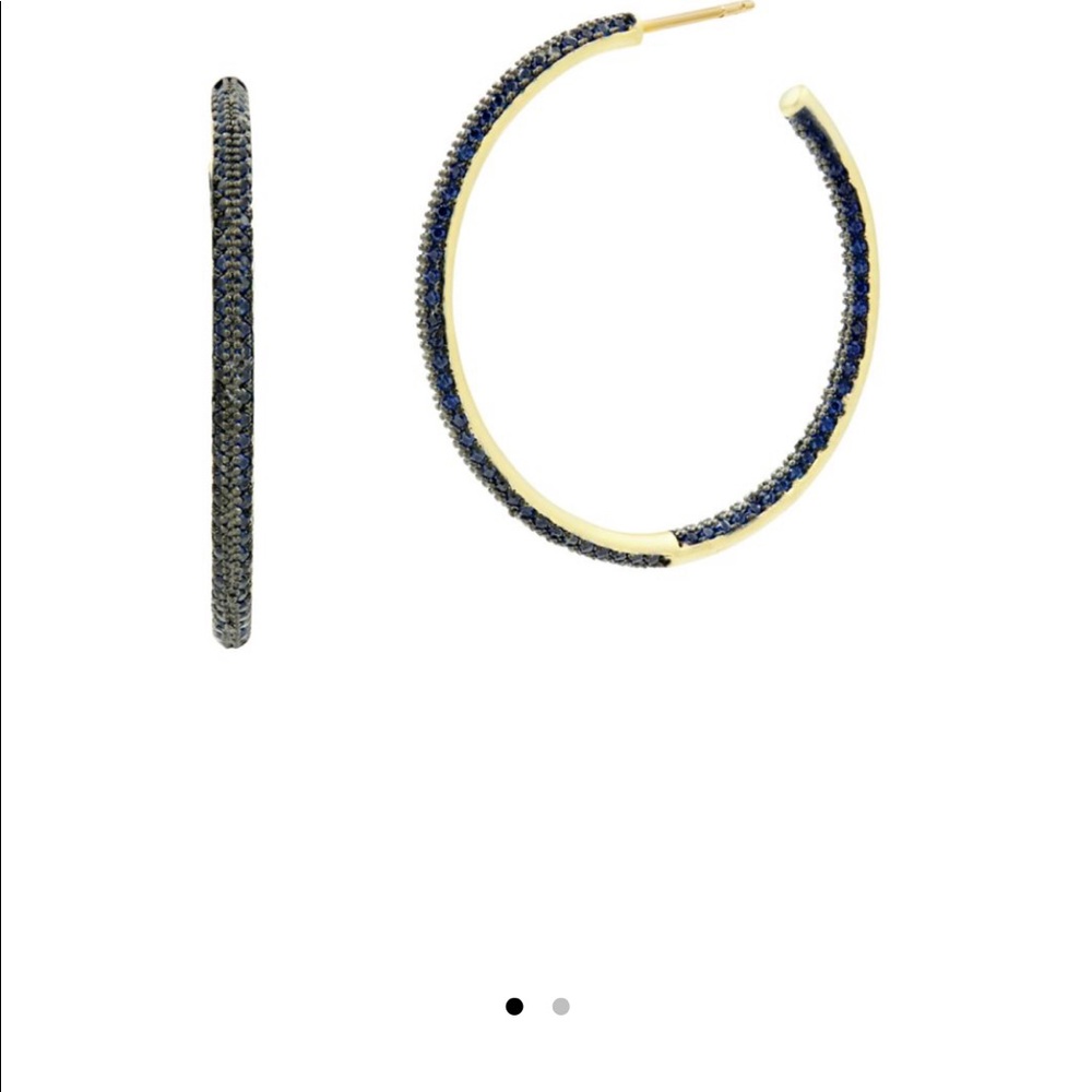Pavé Hoop Earnings in Rhodium & 14K gold plated SS